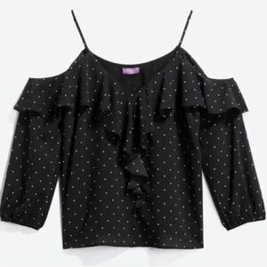 Truly poppy Tate Cold shoulder Ruffle top NWT Stitch Fix size XL polka dots
